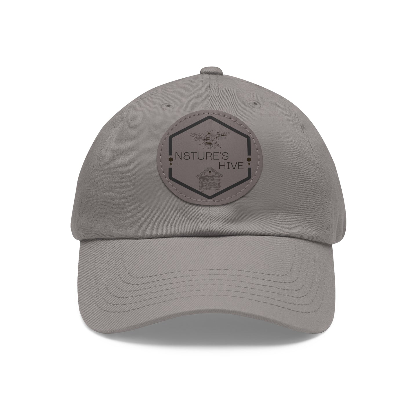 Gorra de papá con logotipo de N8TURE'S HIVE y parche de cuero (redonda)