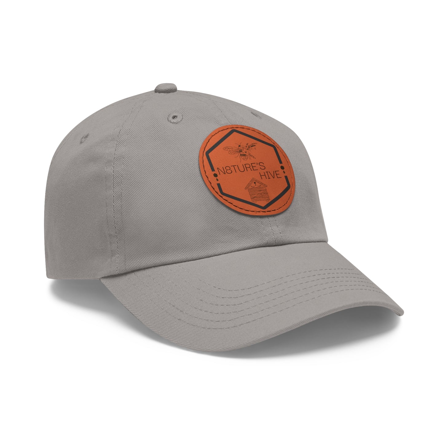 Gorra de papá con logotipo de N8TURE'S HIVE y parche de cuero (redonda)