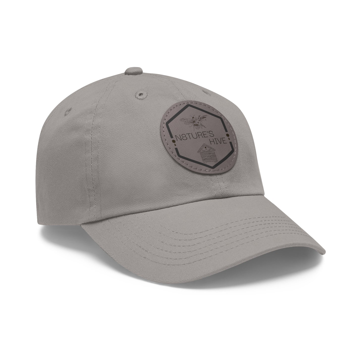 Gorra de papá con logotipo de N8TURE'S HIVE y parche de cuero (redonda)