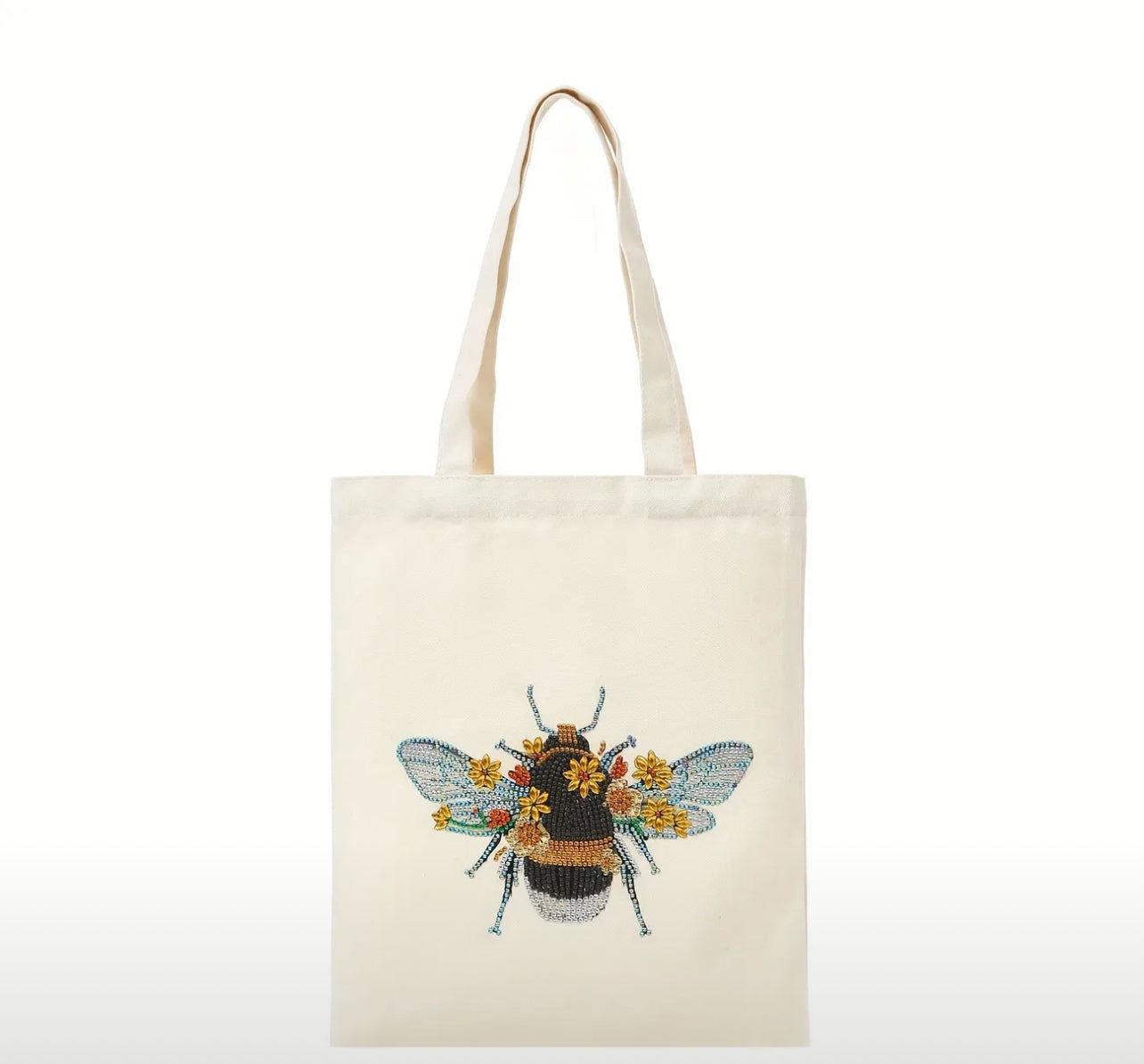 Bolsa de mano con diseño de abejas y cristales