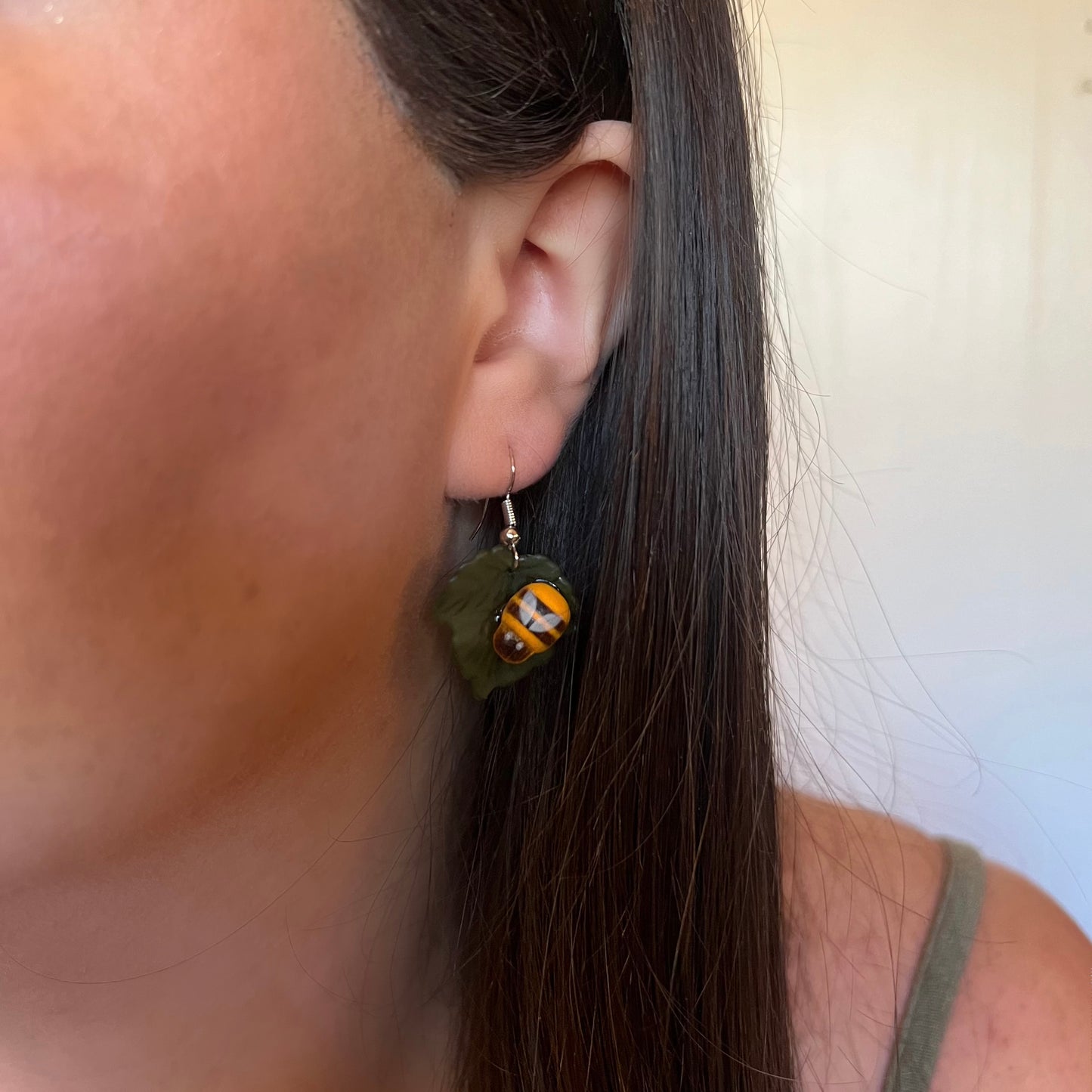 Pendientes de tarro de miel y abeja