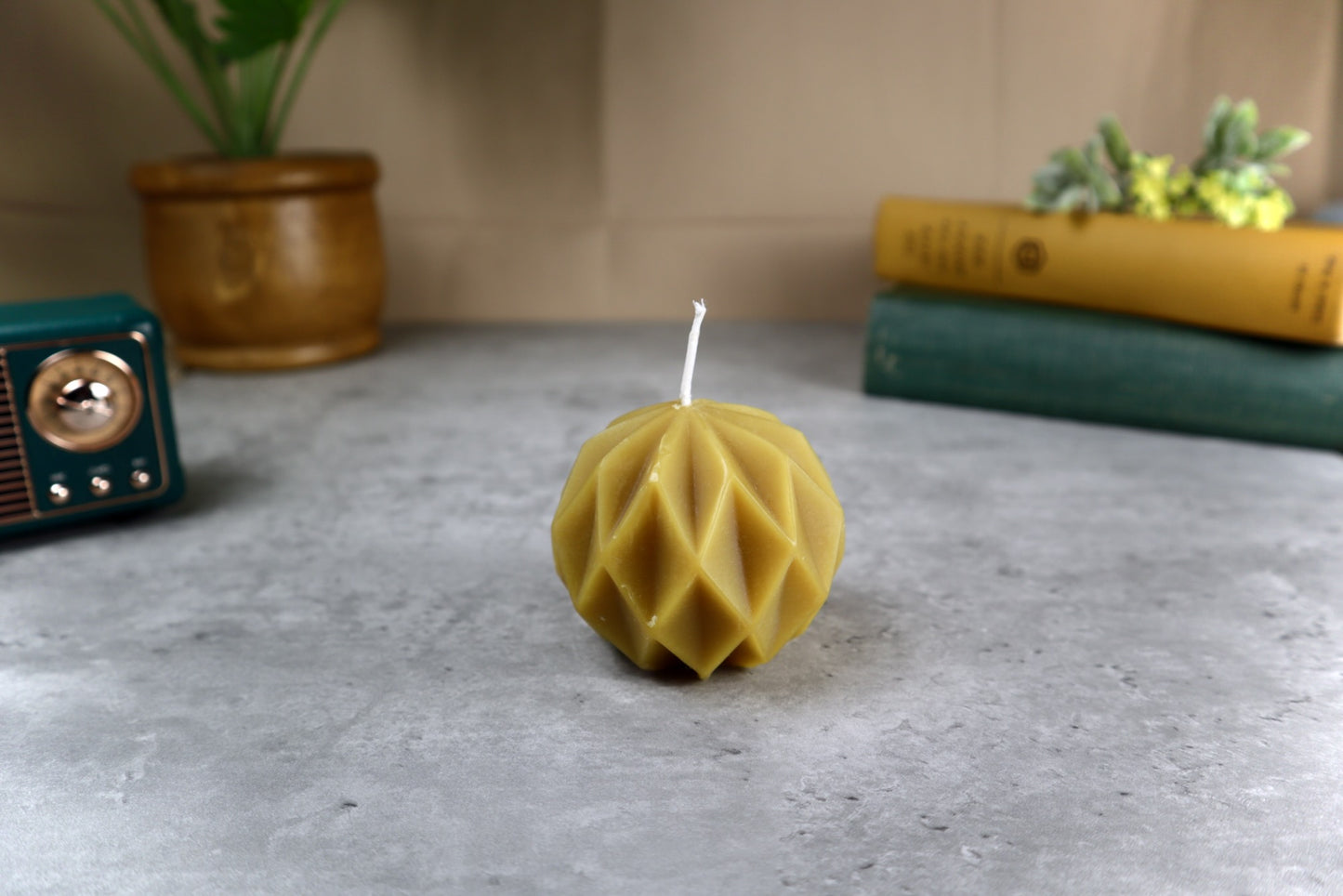 Vela de cera de abejas geométrica