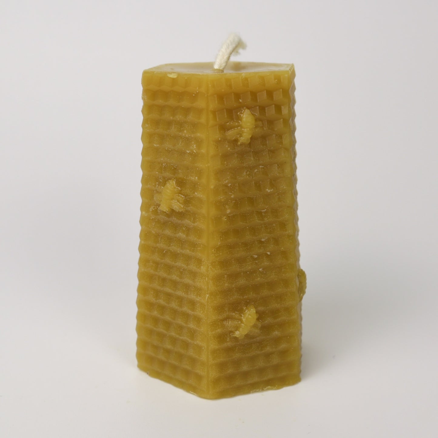 Hexagon Pillar Beeswax Candle — 3" × 2"
