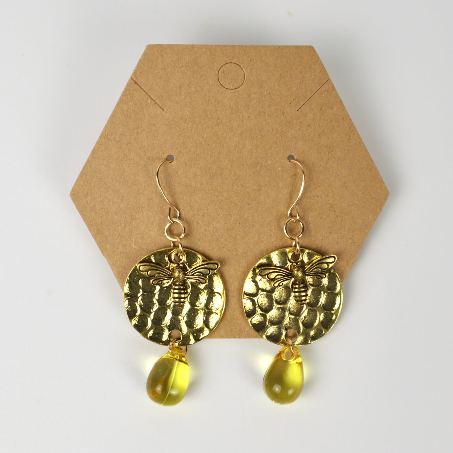Pendientes de abeja con forma de gota de ámbar
