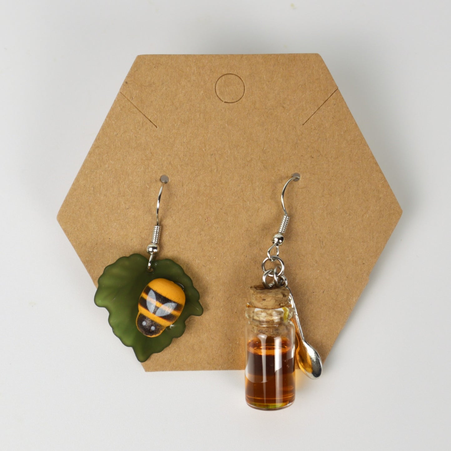 Pendientes de tarro de miel y abeja