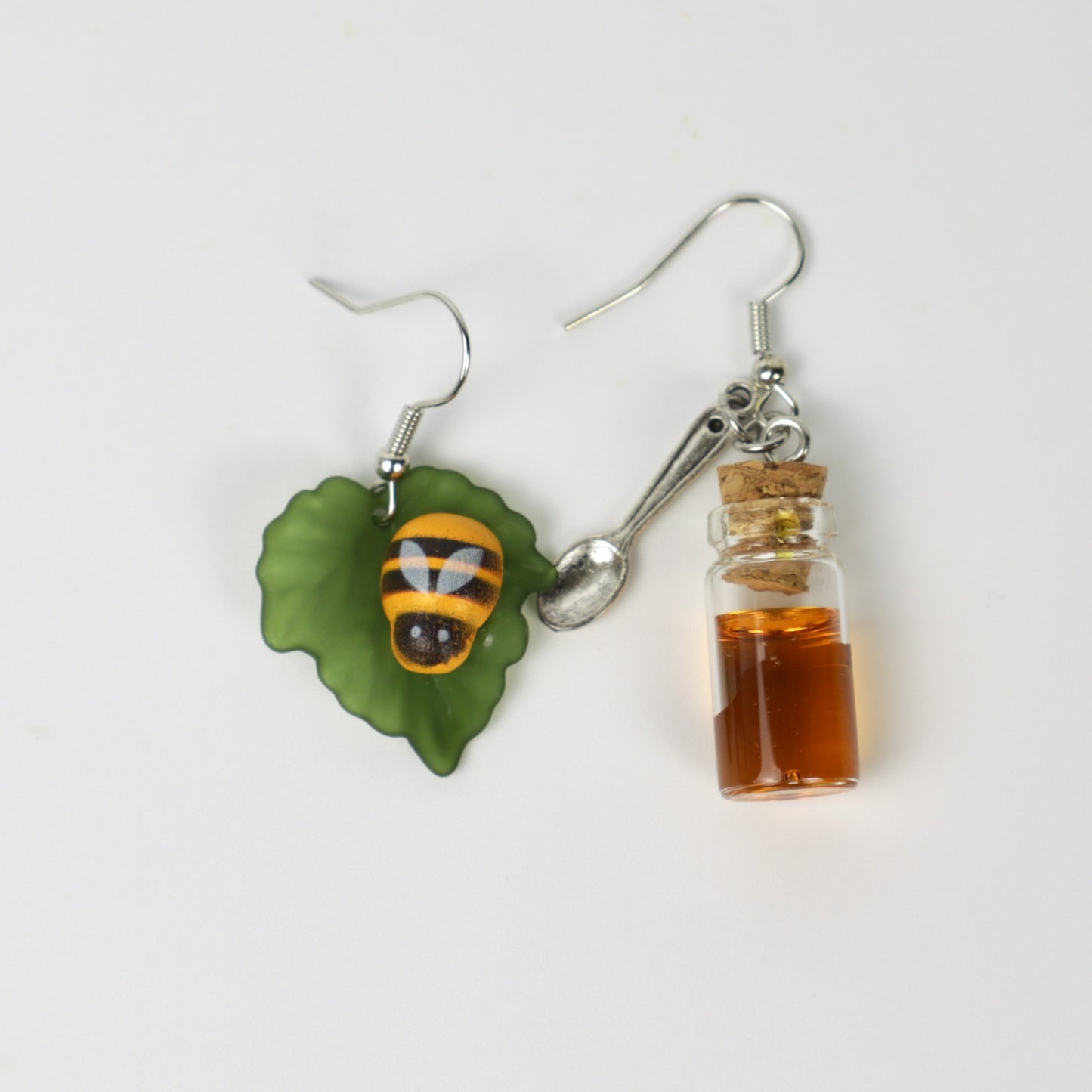Pendientes de tarro de miel y abeja