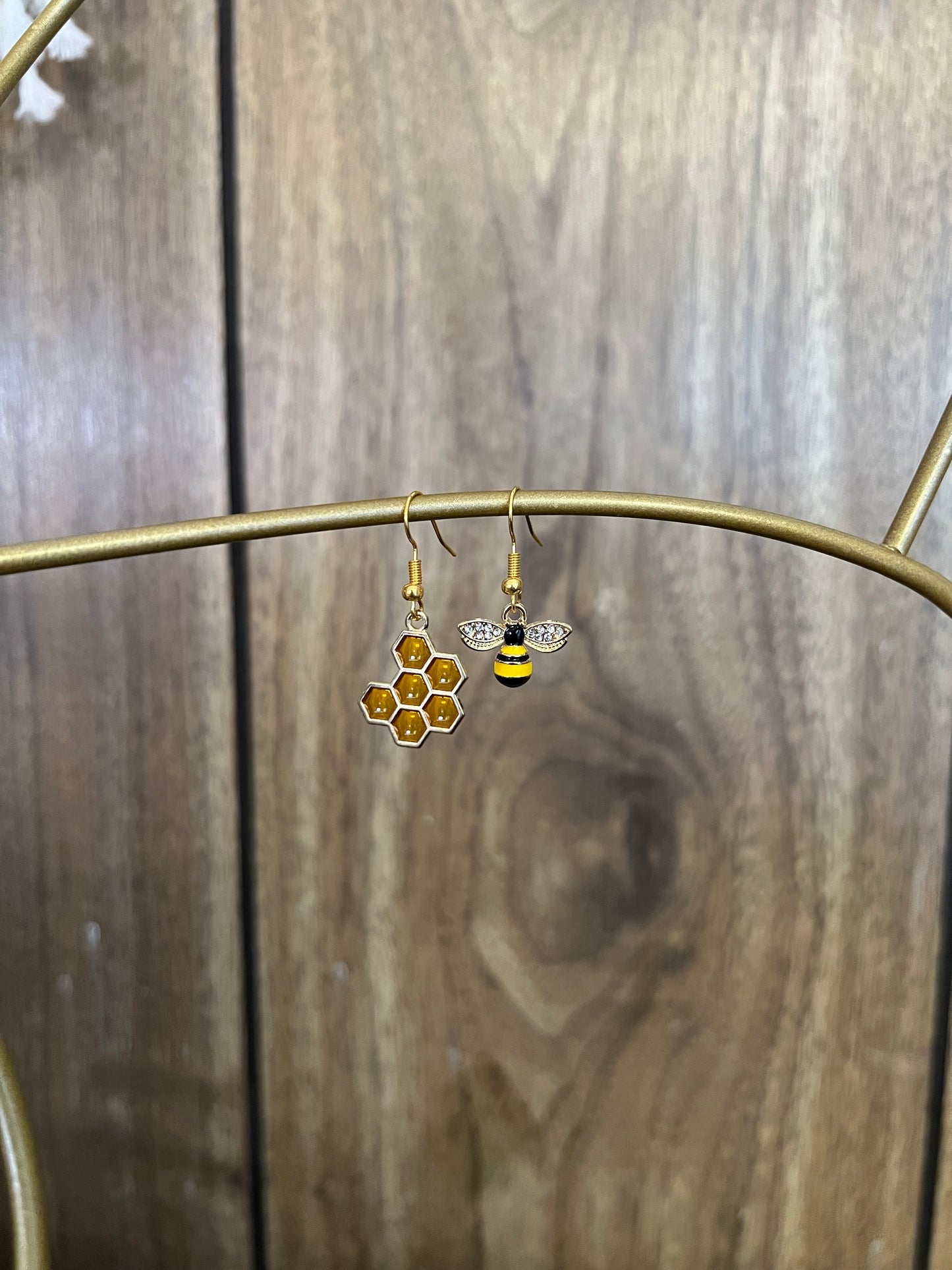 Bee and Honeycomb Shaped Earrings