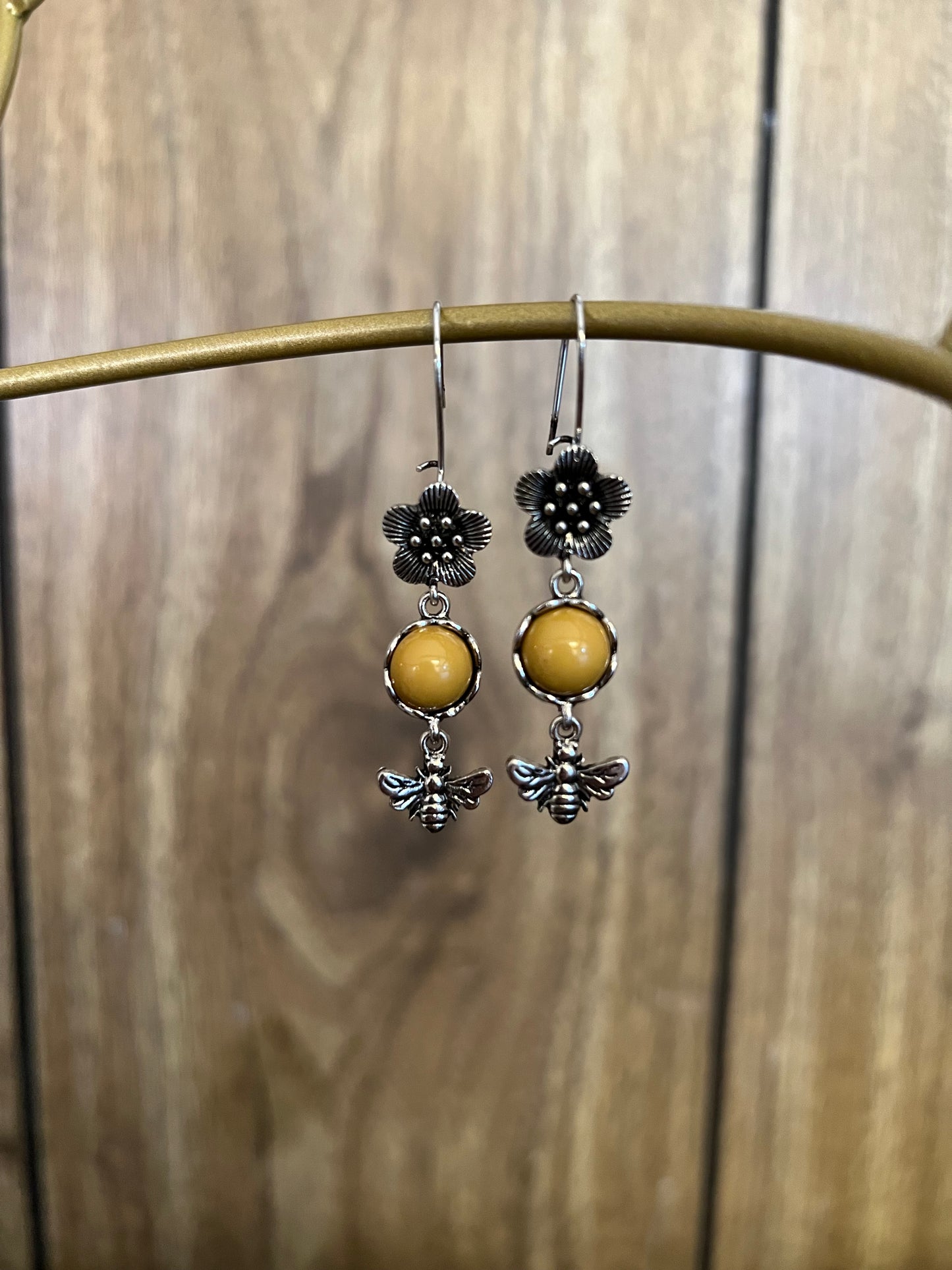 Retro Bohemian Style Bee And Flower Earrings