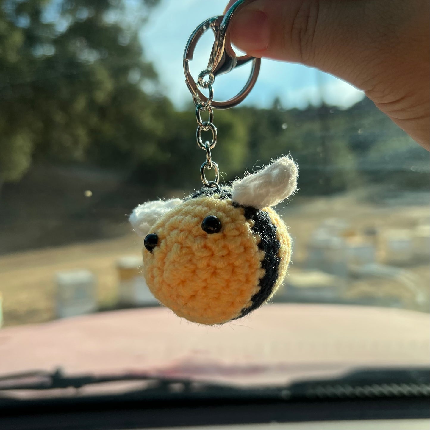 Crochet Bumblebee Charm Keychain