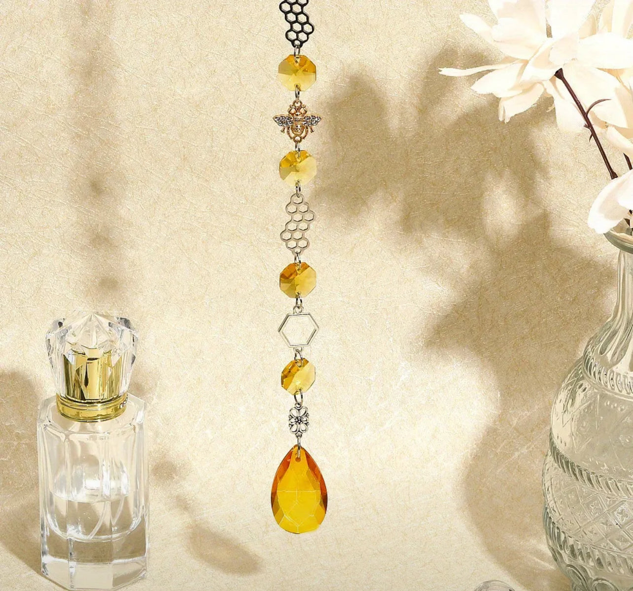 Whimsical Bee Themed Tear Drop Sun Catcher