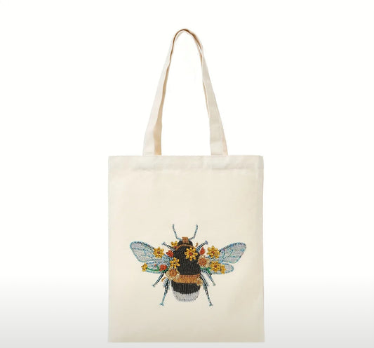 Bolsa de mano con diseño de abejas y cristales