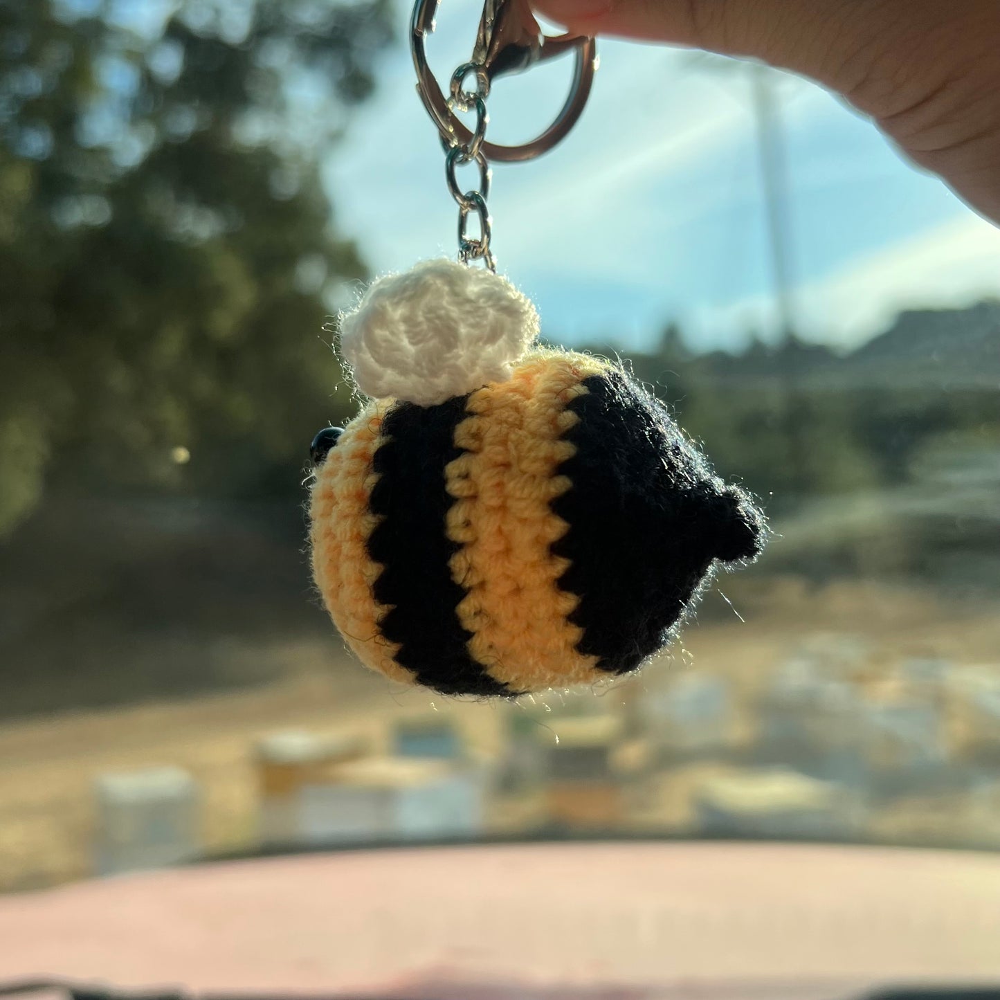 Crochet Bumblebee Charm Keychain