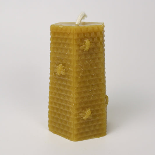 Hexagon Pillar Beeswax Candle — 3" × 2"