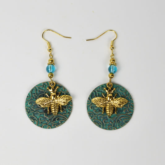 Pendientes de abeja tallada vintage