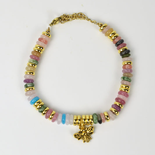Pulsera de cuentas de piedra de color