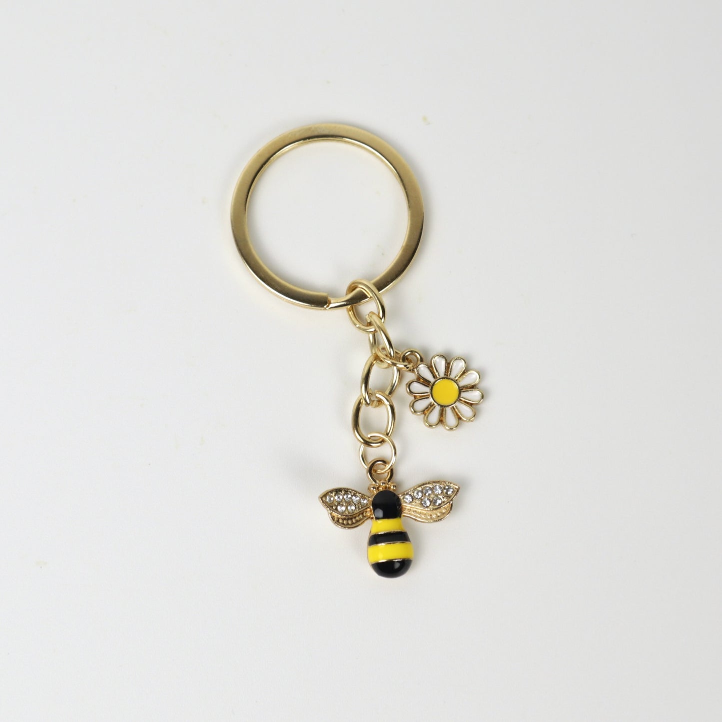 Llavero de abeja con cadena dorada