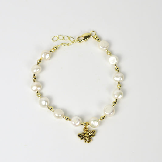 Pulsera decorativa con perlas de imitación