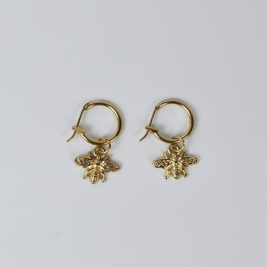 Pendientes colgantes de abeja dorada